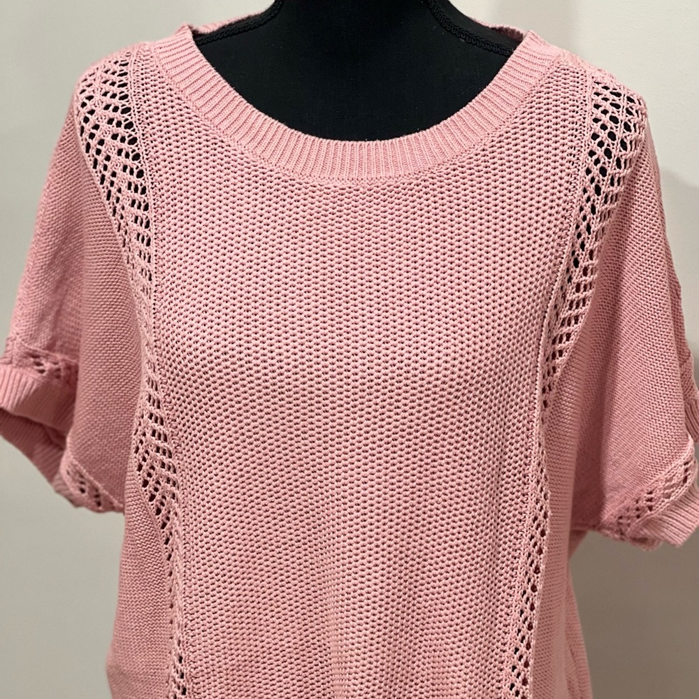 Lane Bryant Pink Short-Sleeve Knit Top; Size 14/16